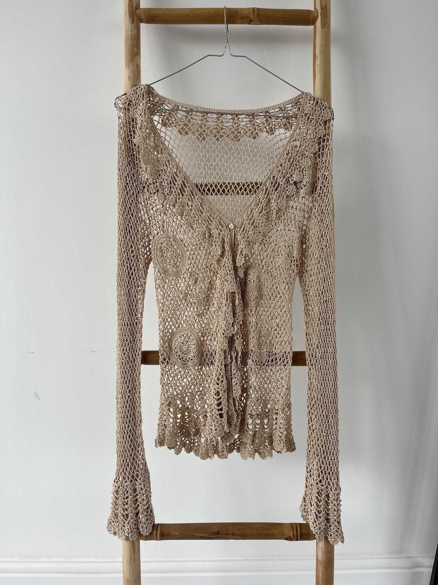Vintage Gold Crochet Throwover - 8-14