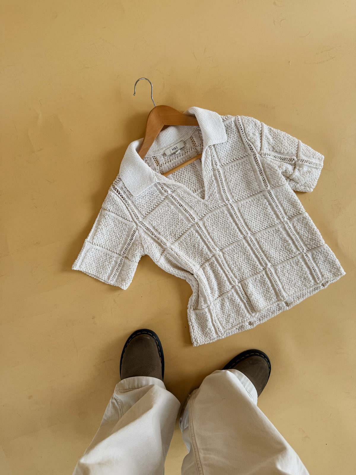 Knit Collared Top - Size S