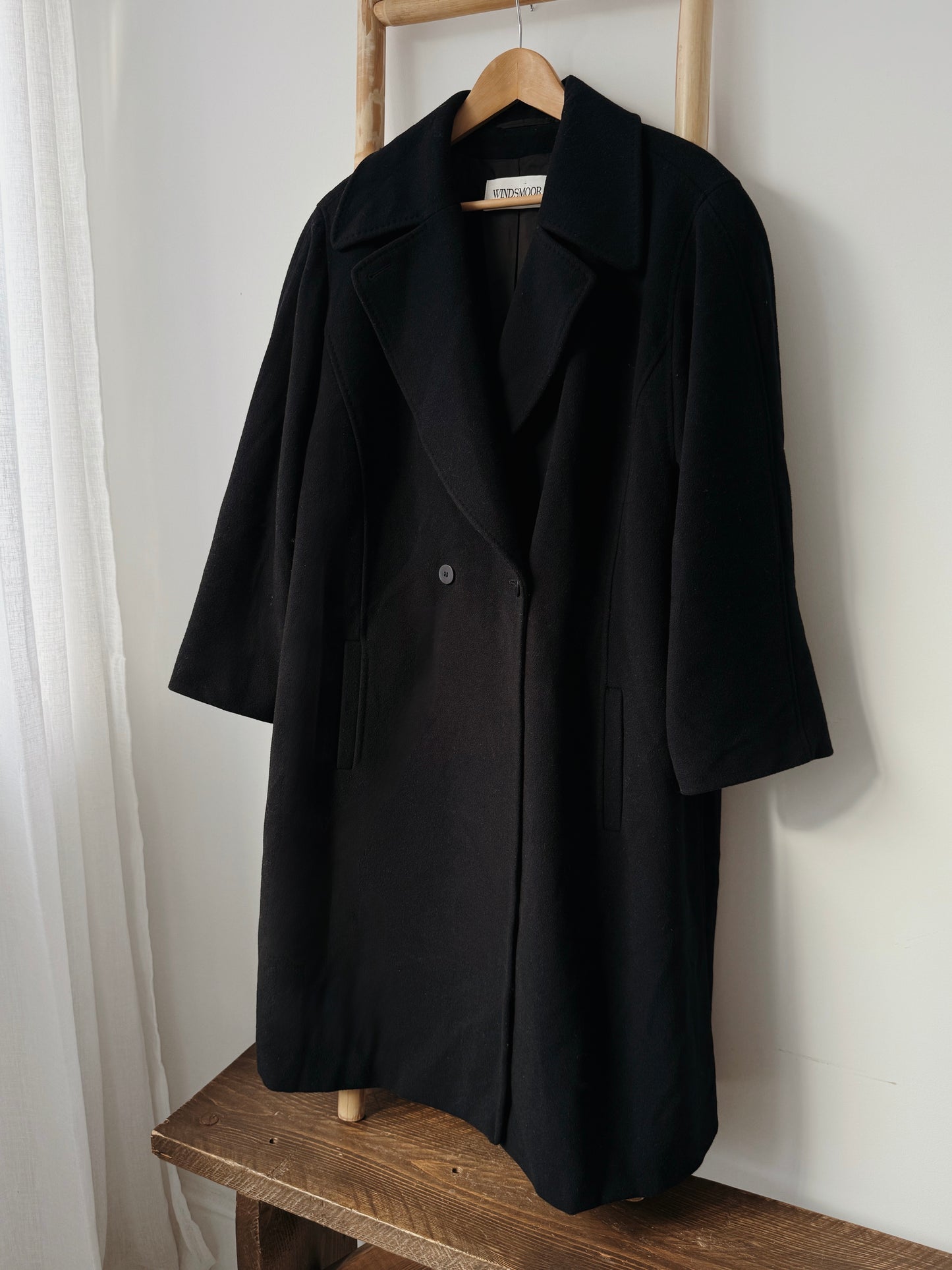 Navy Wool & Cashmere Coat - Size 14-18
