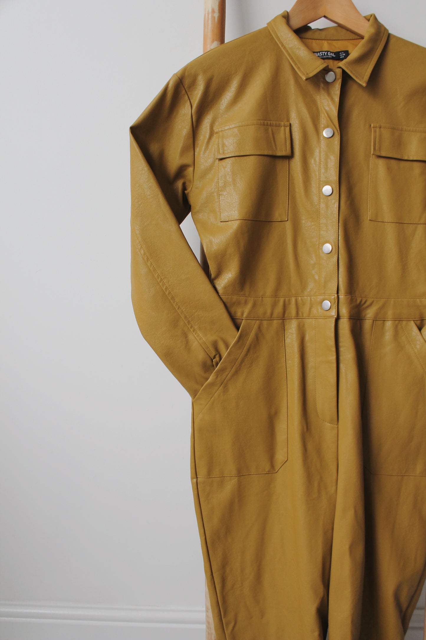 Faux Leather Jumpsuit - Size 8