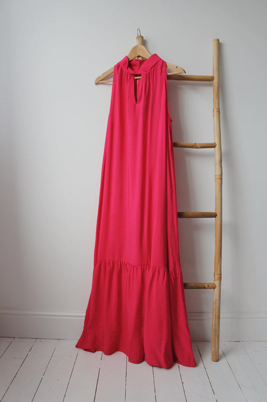 Fuchsia Pink Maxi Dress - Size 14/16