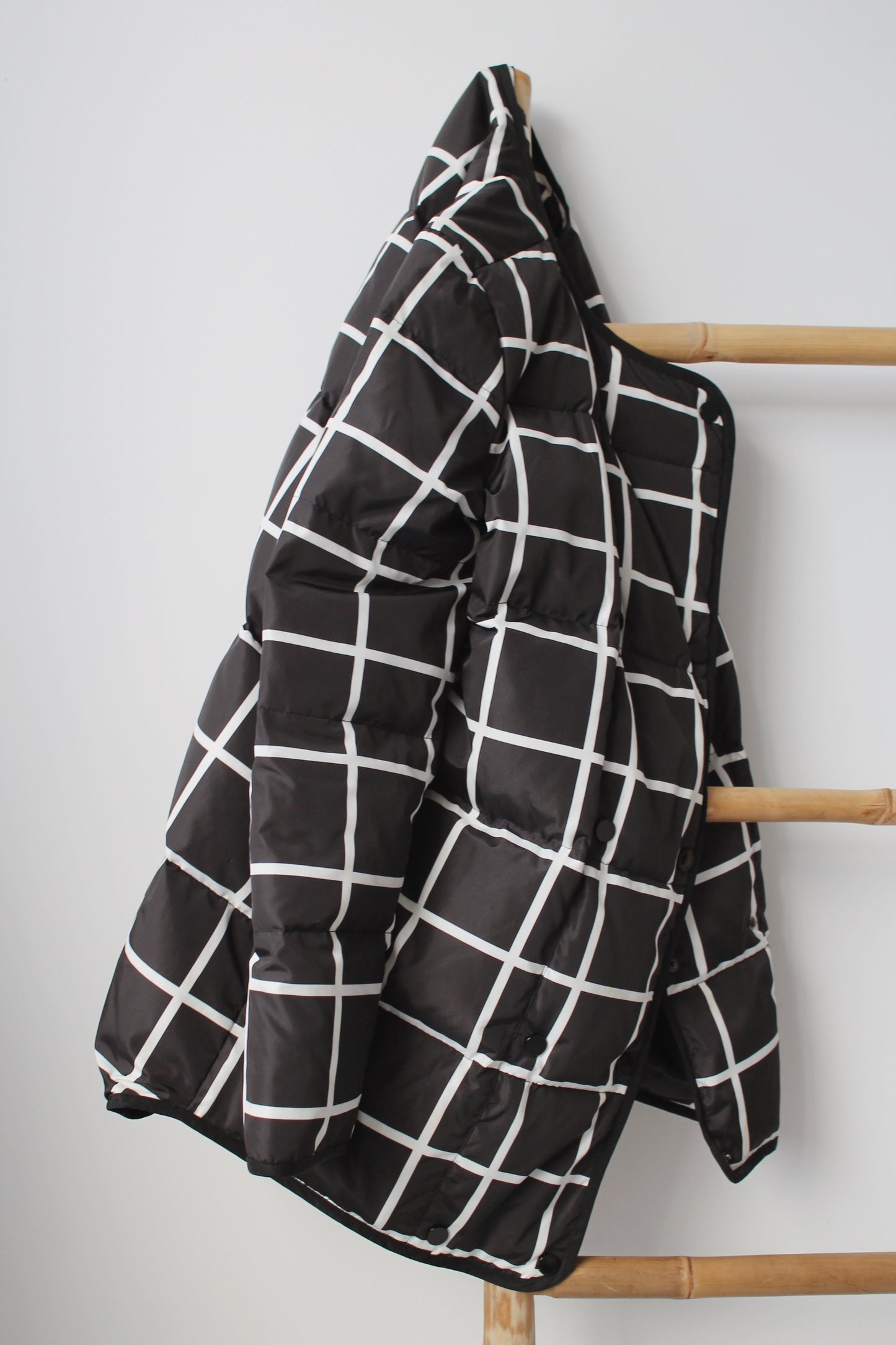 Black & White Check Puffer Coat - Size 6-8