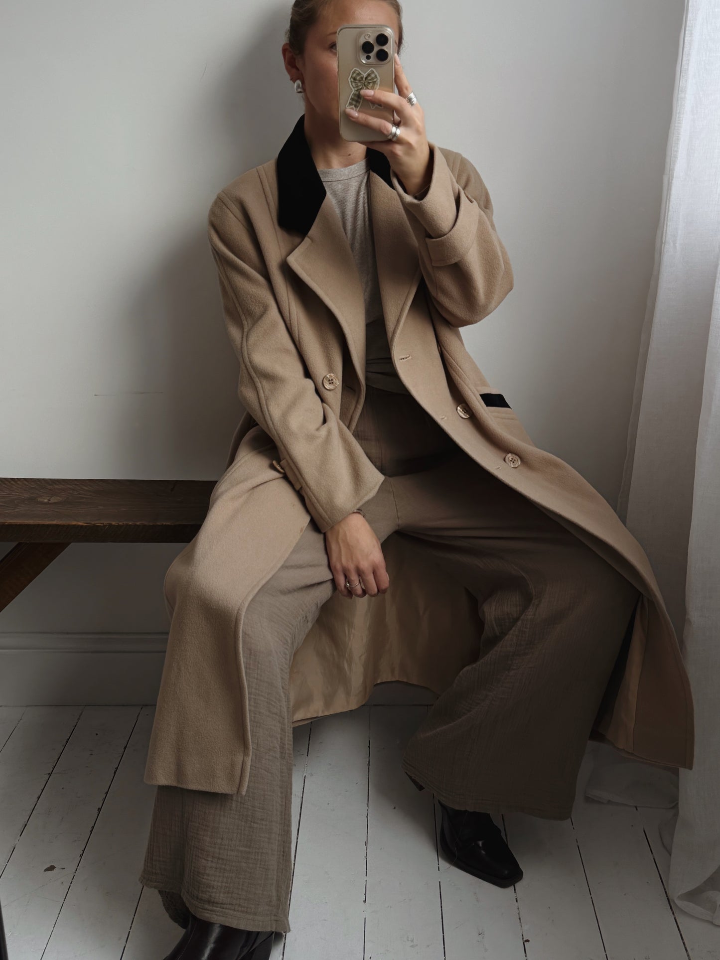 Wool & Cashmere Blend Coat - Free Size