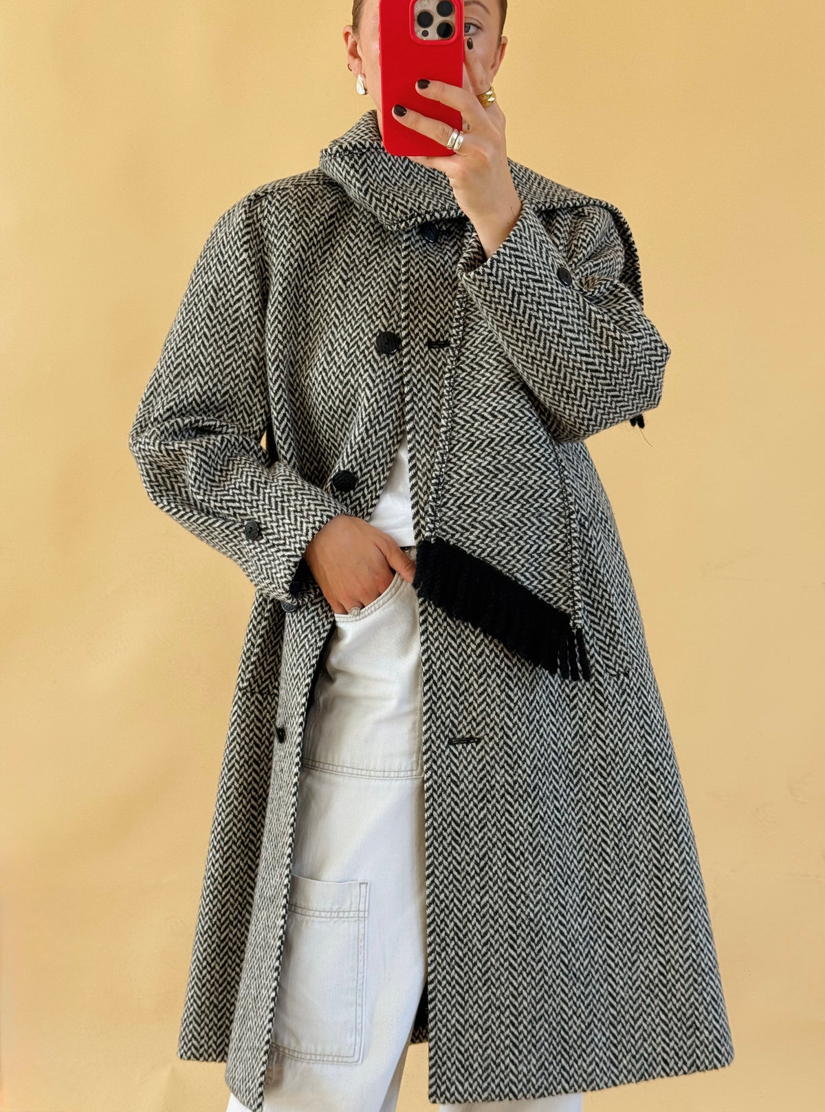 Wool Coat with Scarf - Size 8-12