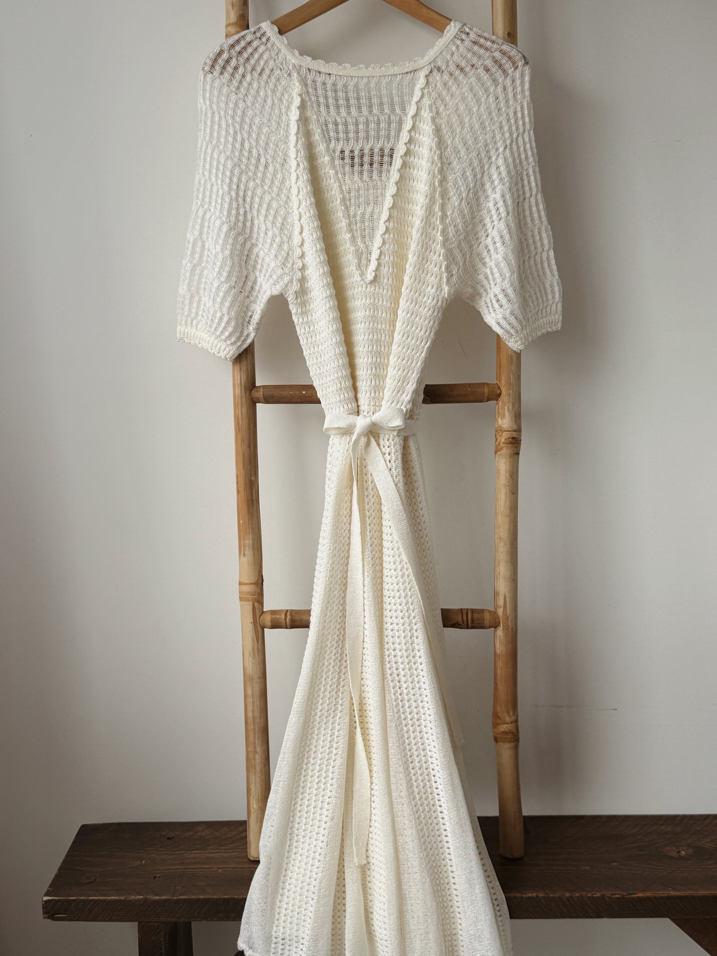 Vintage Crochet Ivory Dress - Size 12-14