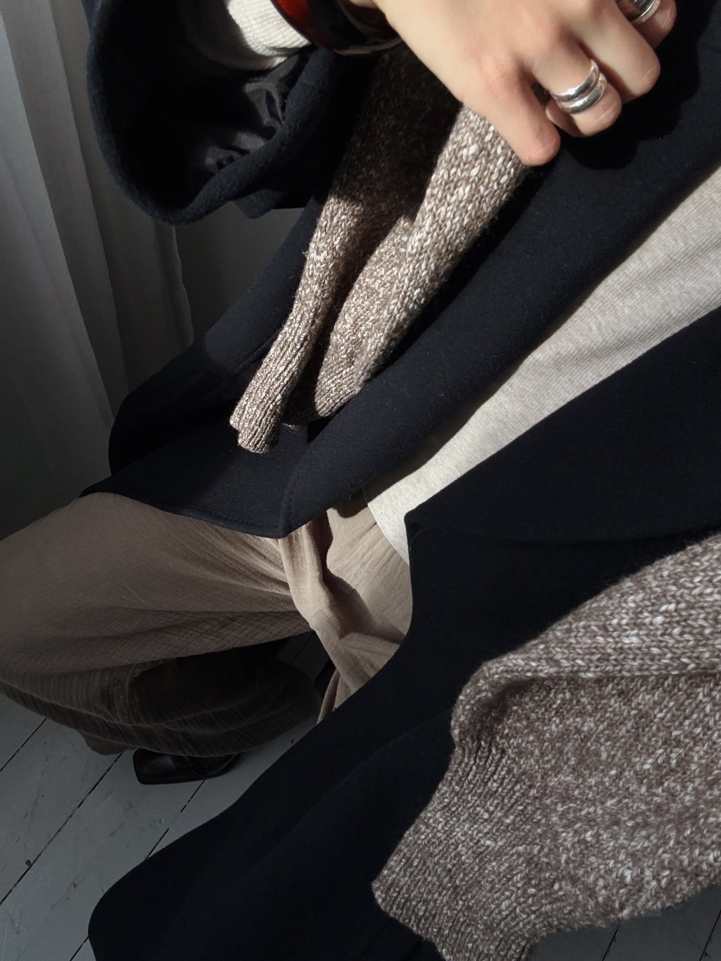 Navy Wool & Cashmere Coat - Size 14-18