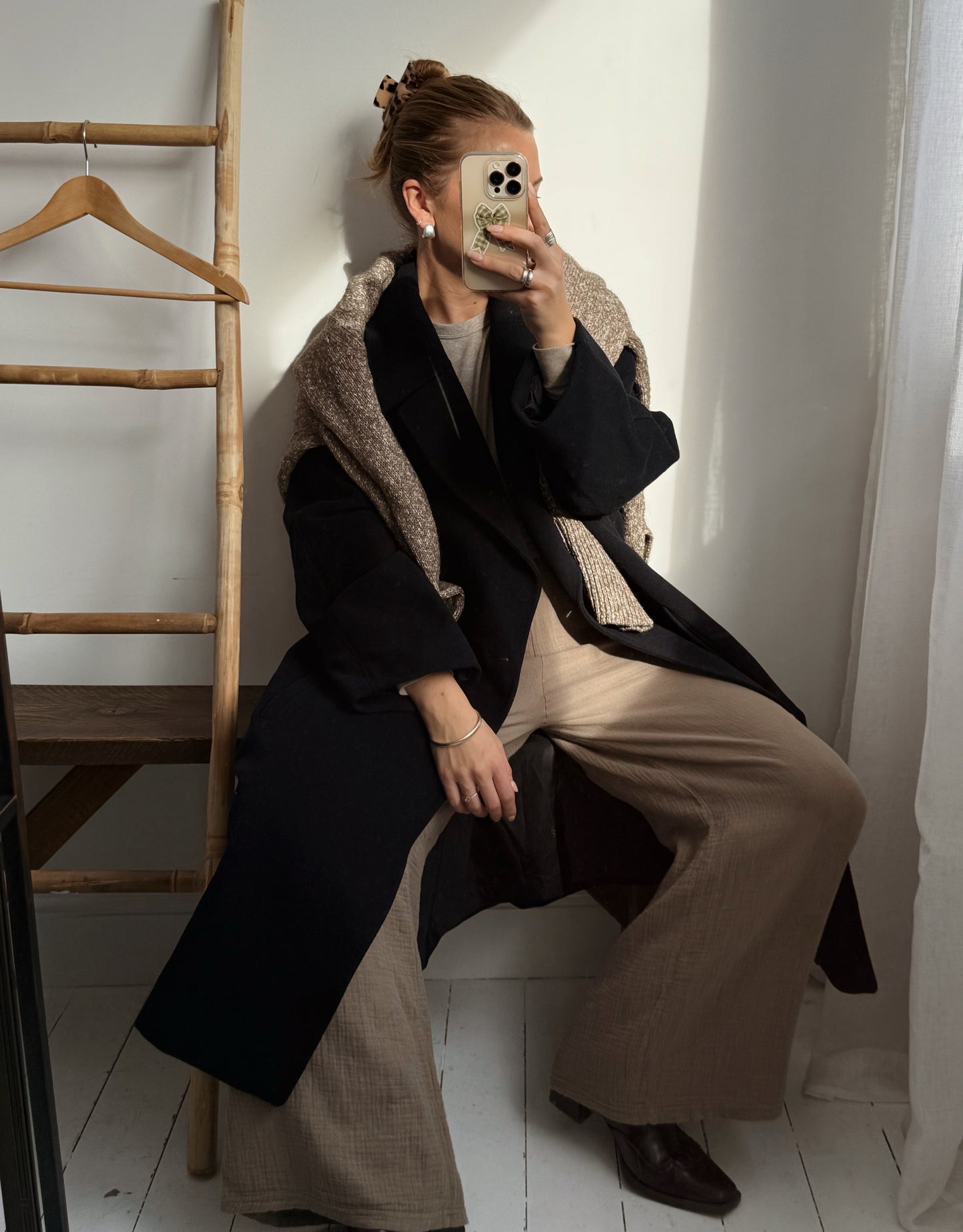 Navy Wool & Cashmere Coat - Size 14-18