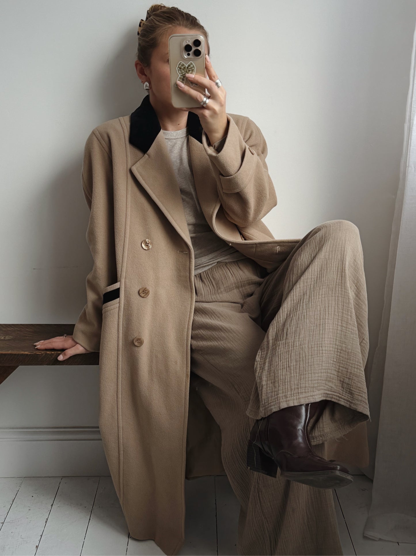 Wool & Cashmere Blend Coat - Free Size