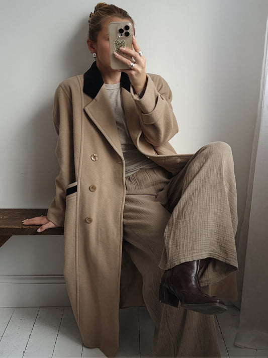 Wool & Cashmere Blend Coat - Free Size