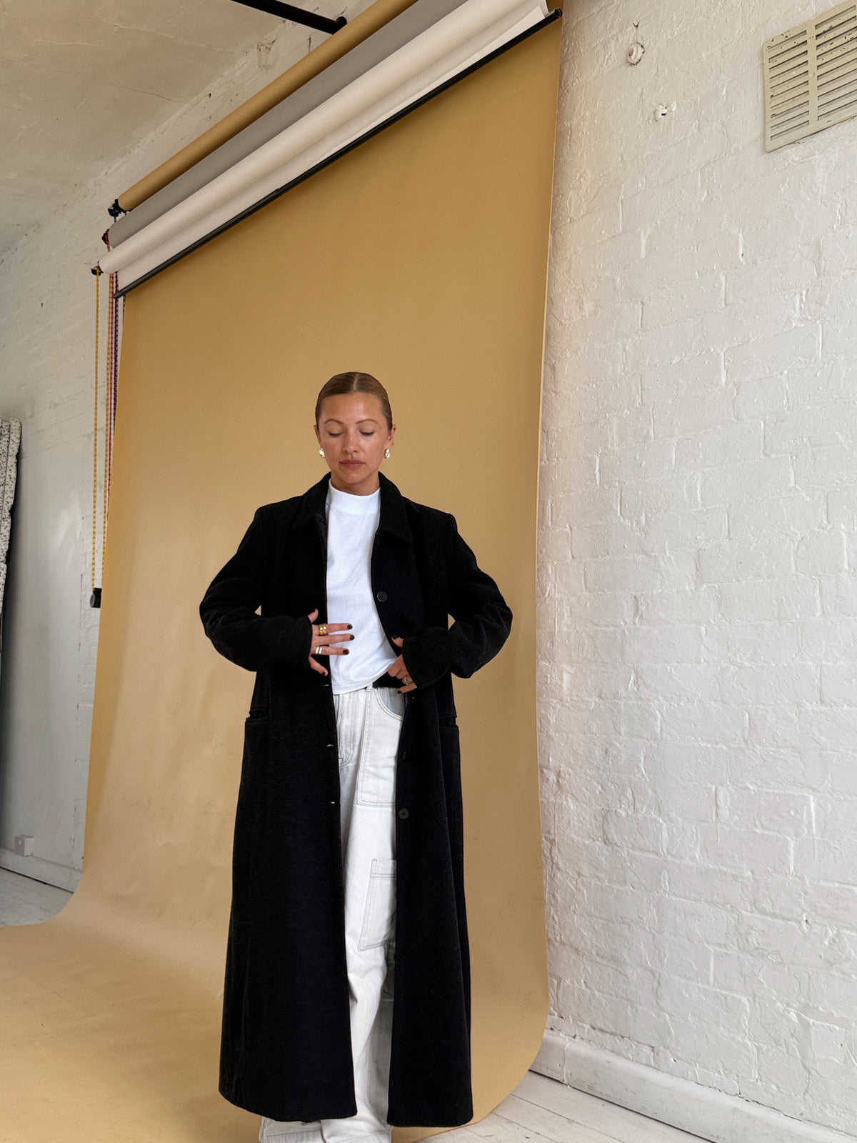 Grey Wool Long Coat - Size 8-14