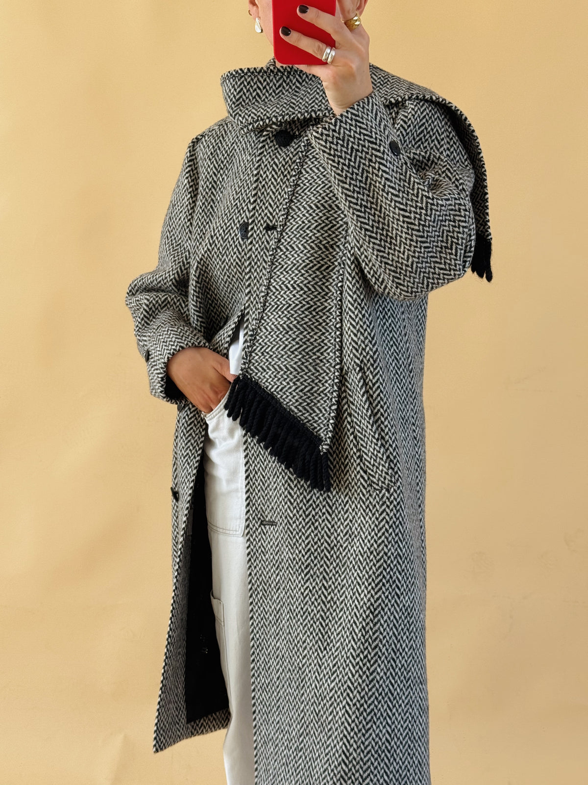 Wool Coat with Scarf - Size 8-12