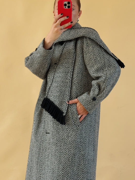 Wool Coat with Scarf - Size 8-12