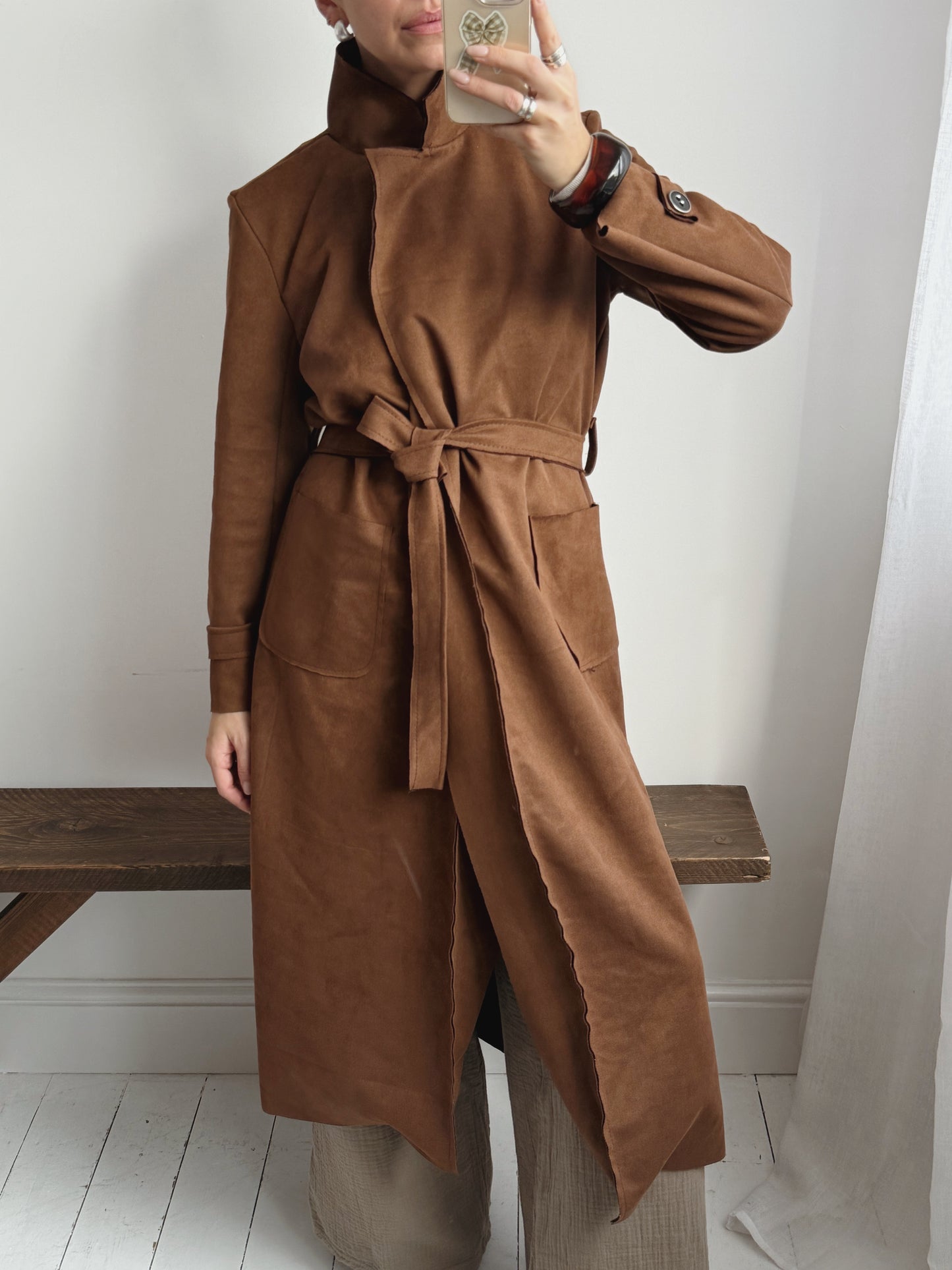 Lightweight Faux Suede Trench - Size 8-12