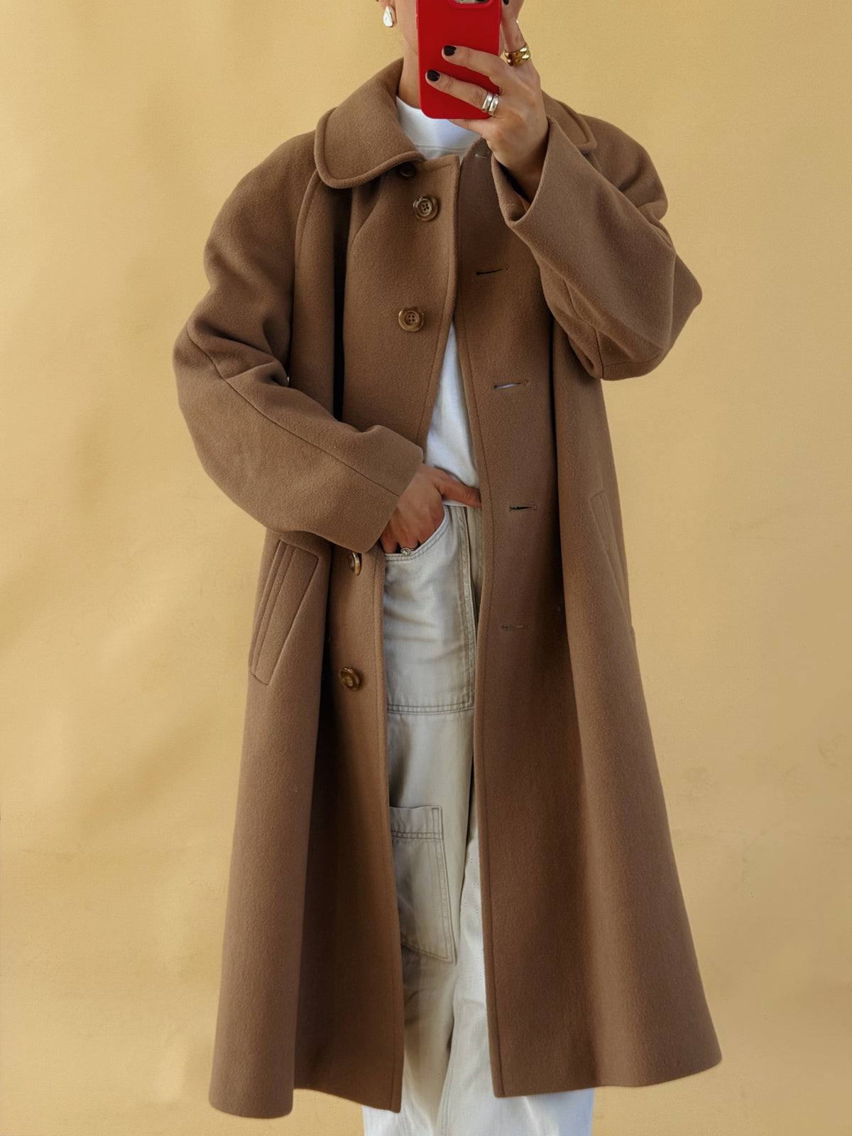 Camel Wool Coat - Size 10-16