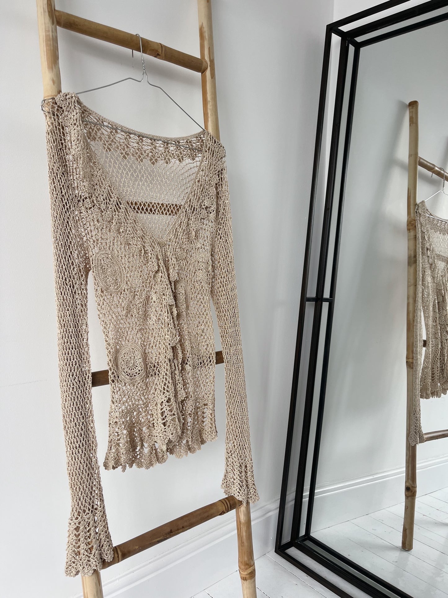 Vintage Gold Crochet Throwover - 8-14