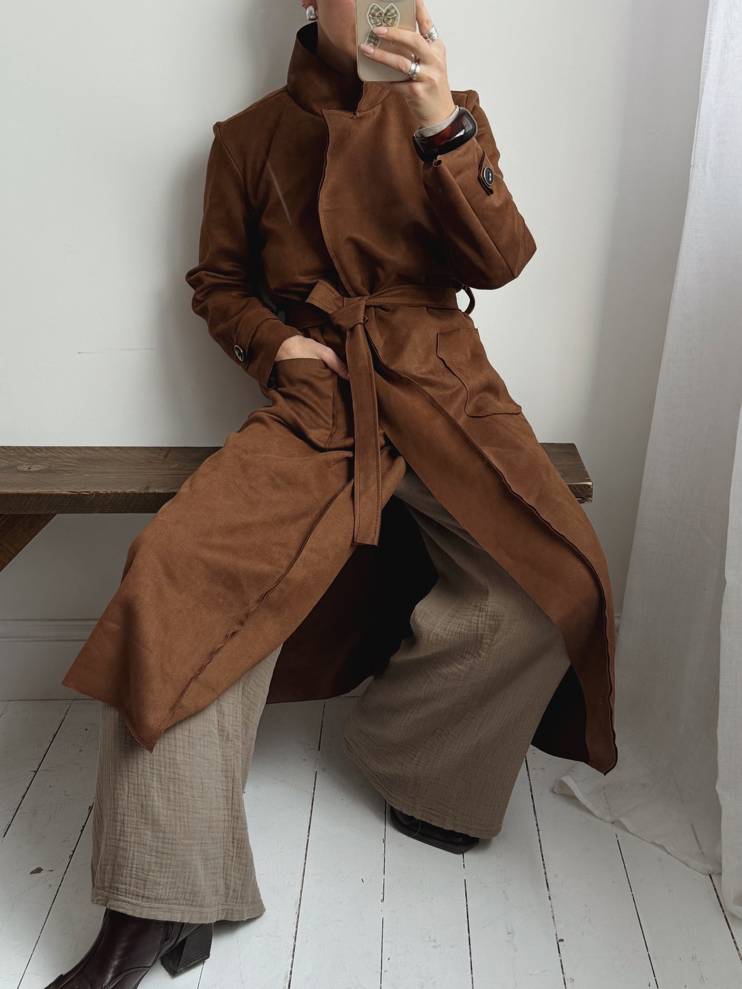 Lightweight Faux Suede Trench - Size 8-12