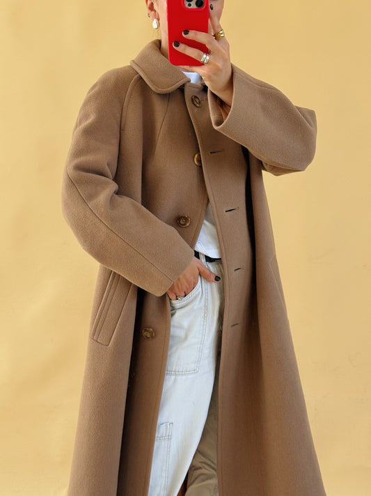 Camel Wool Coat - Size 10-16