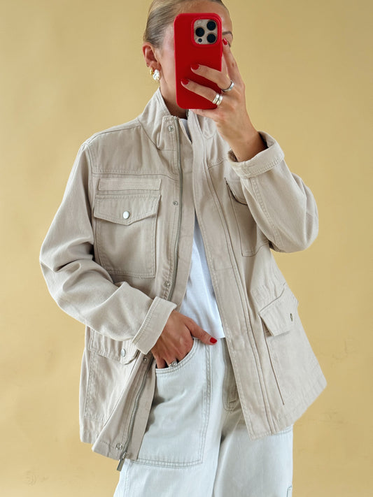 Beige Cargo Jacket - Size 8-12