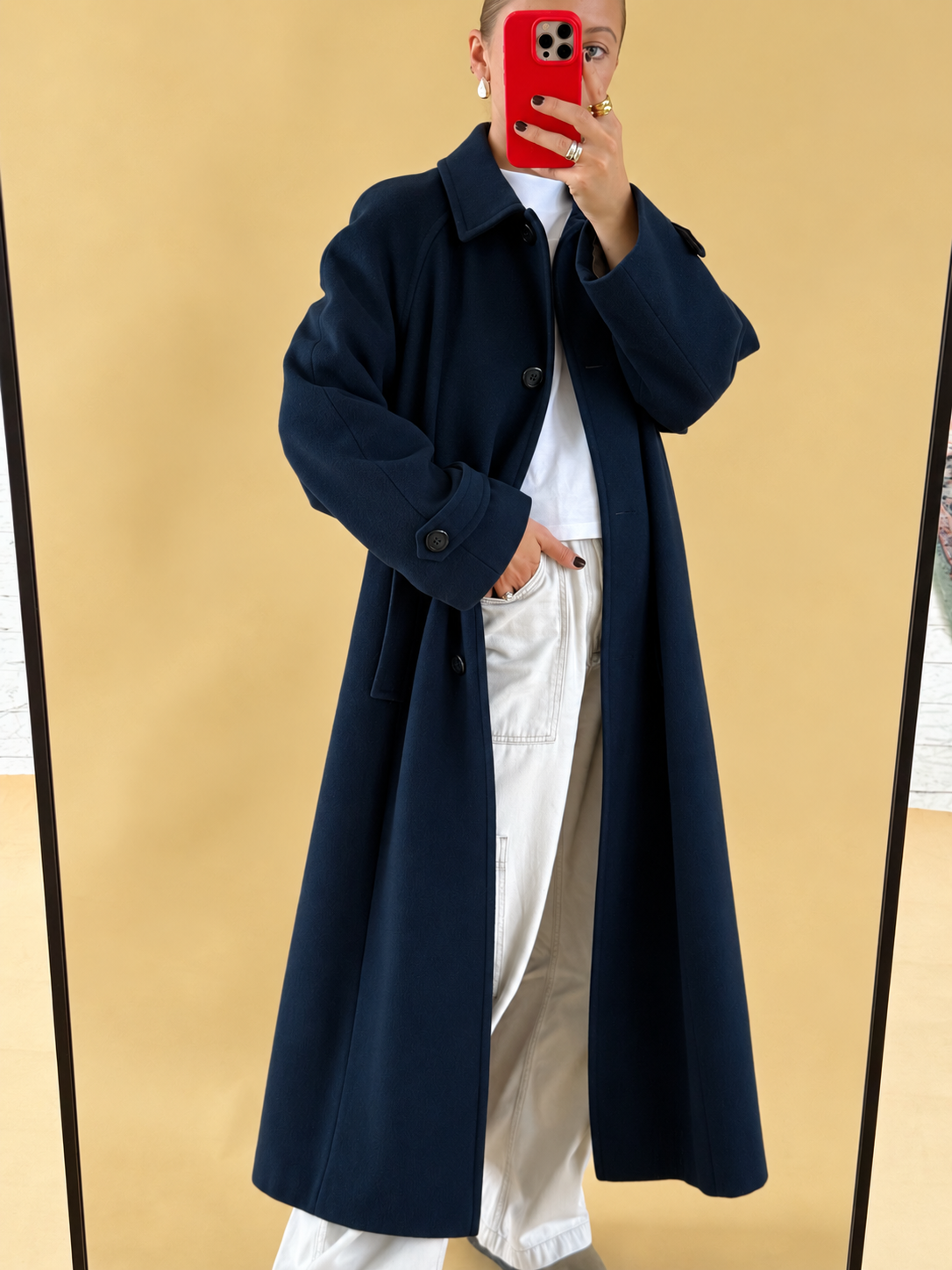 Navy Wool & Cashmere Coat - Size 8-12