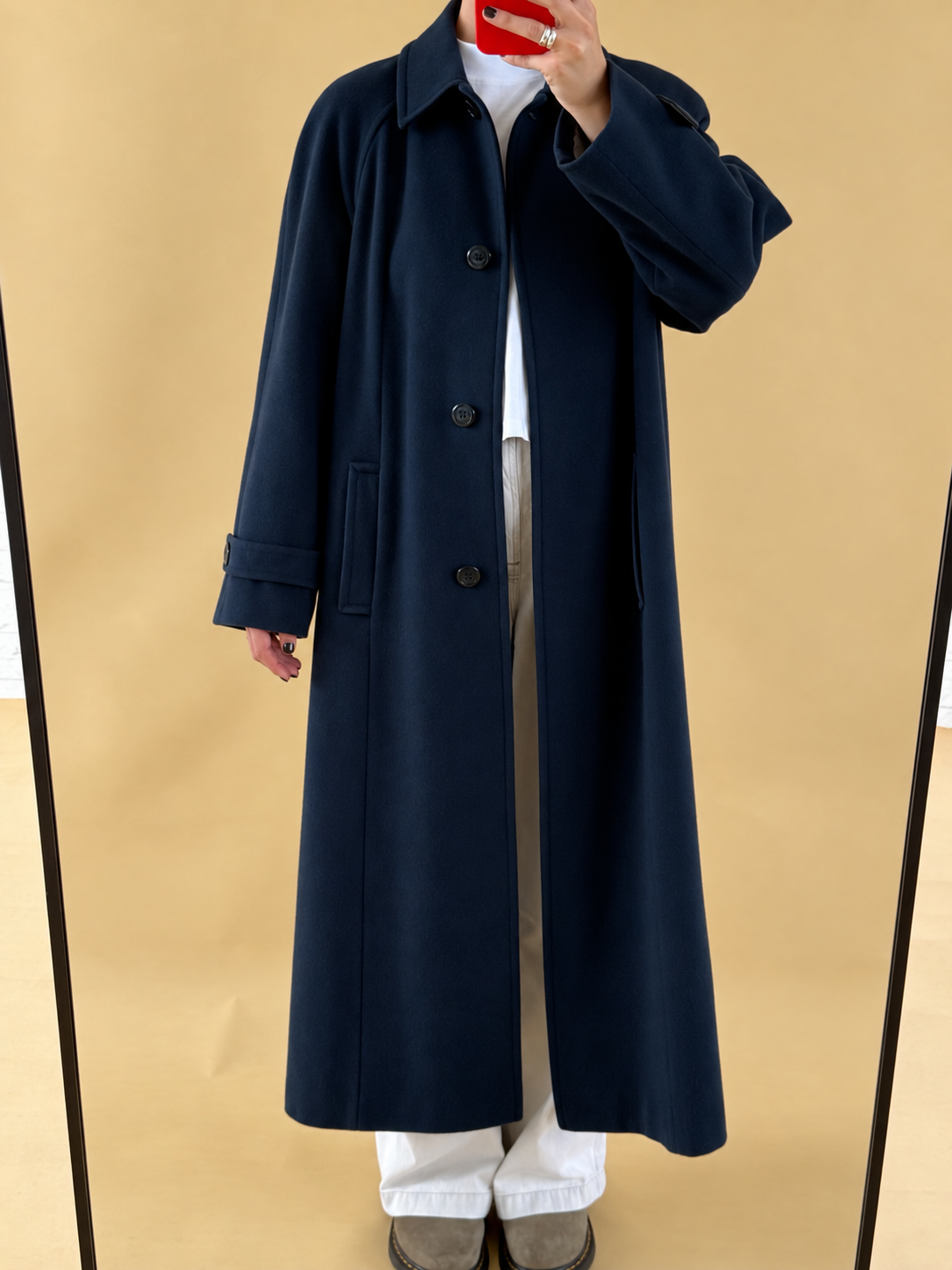 Navy Wool & Cashmere Coat - Size 8-12