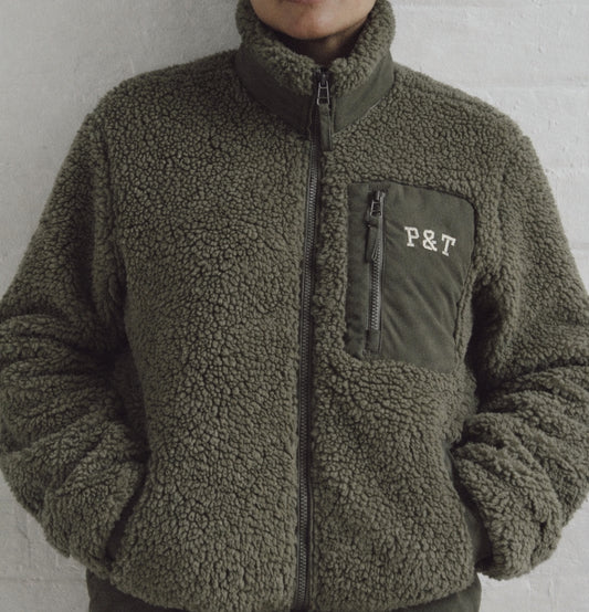 Khaki Sherpa Fleece - Size S