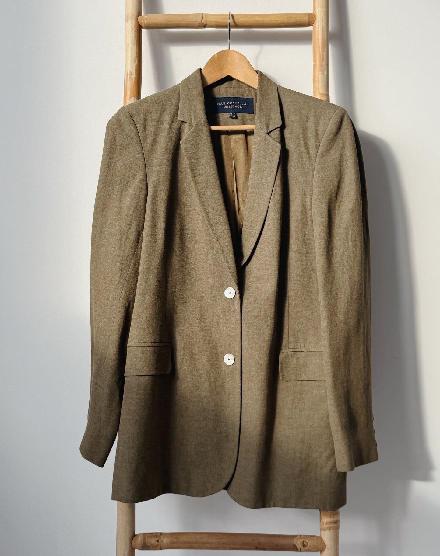 Linen Blend Olive Blazer - Size 10
