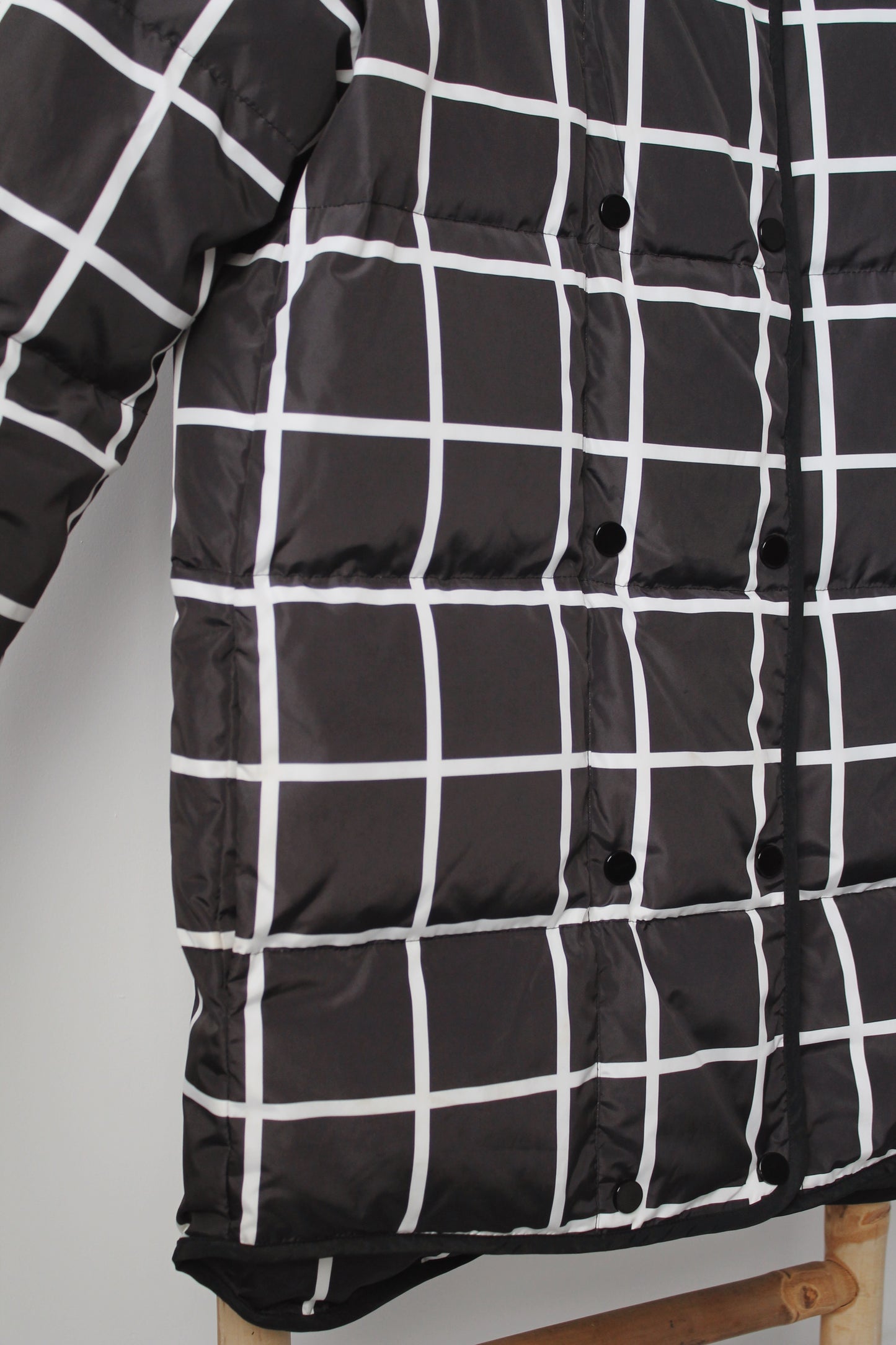 Black & White Check Puffer Coat - Size 6-8