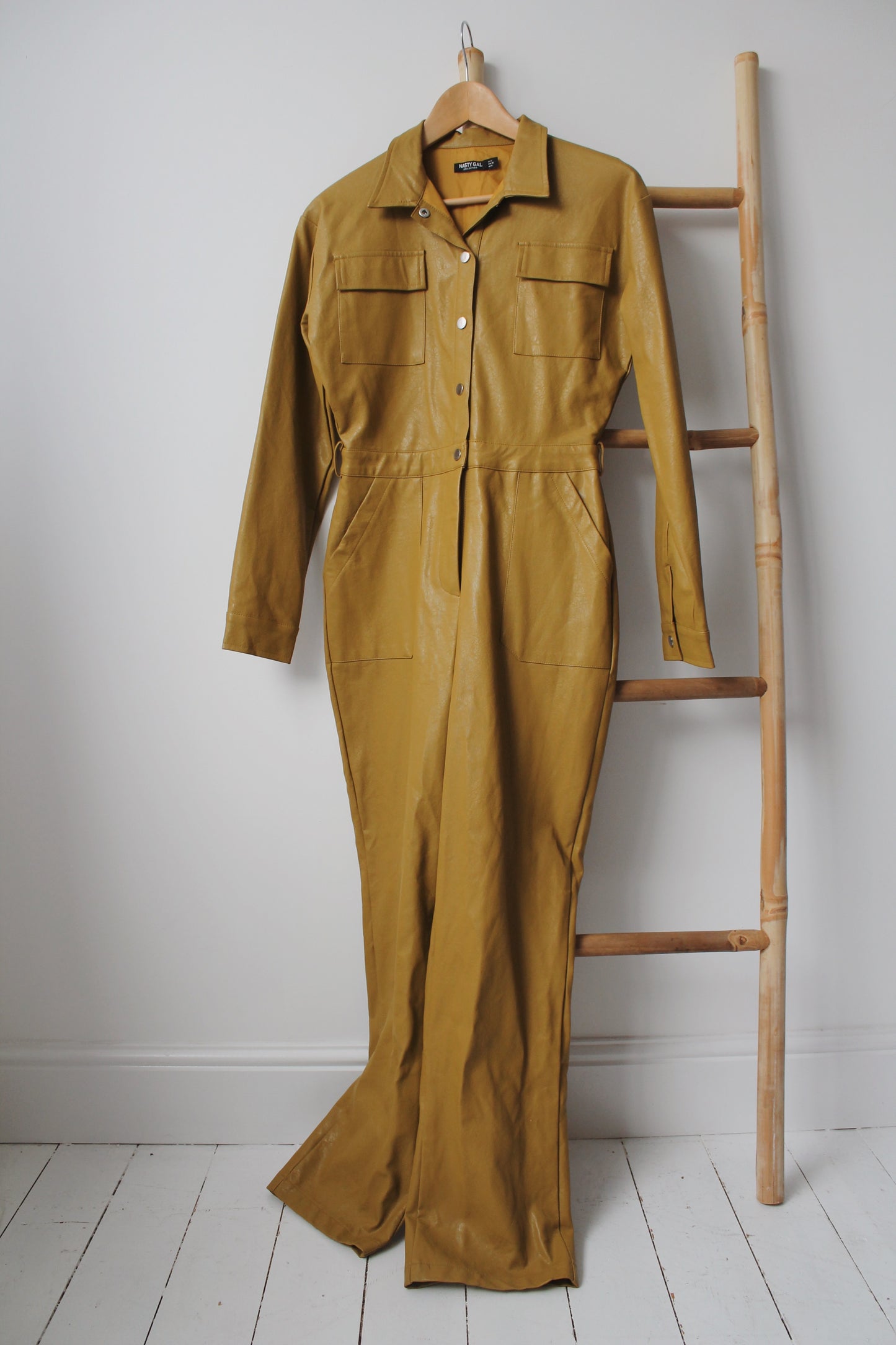 Faux Leather Jumpsuit - Size 8