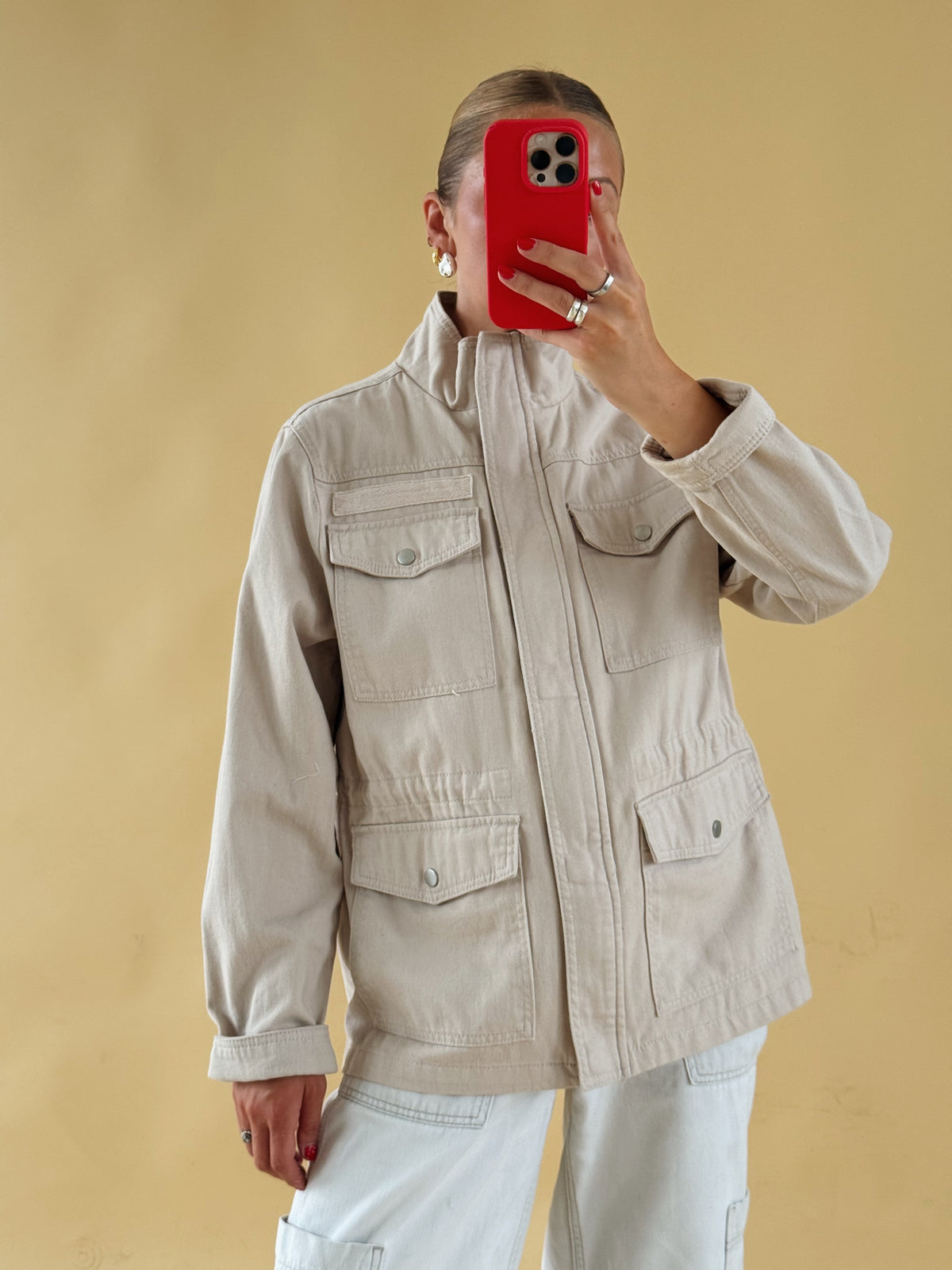 Beige Cargo Jacket - Size 8-12