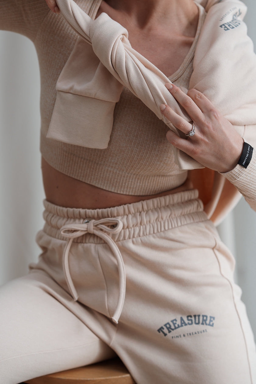 Fitted High Waist Pine & Treasure Joggers, Sustainably sourced and created in small batches.